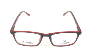 MEN EYEGLASSES Full Shell Frame Rectangle BLACK WITH RED PECFSBK4094 02